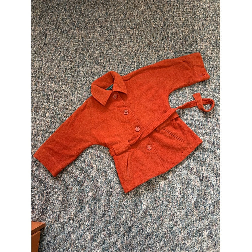 Vintage‎ 90s HARVE BENARD Orange Wool Blend Belted Button Front Jacket Women's M